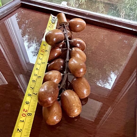 Vintage Hand-Carved Wood Grapes on Stem – 8” Long Decorative Cluster - Picture 8 of 8